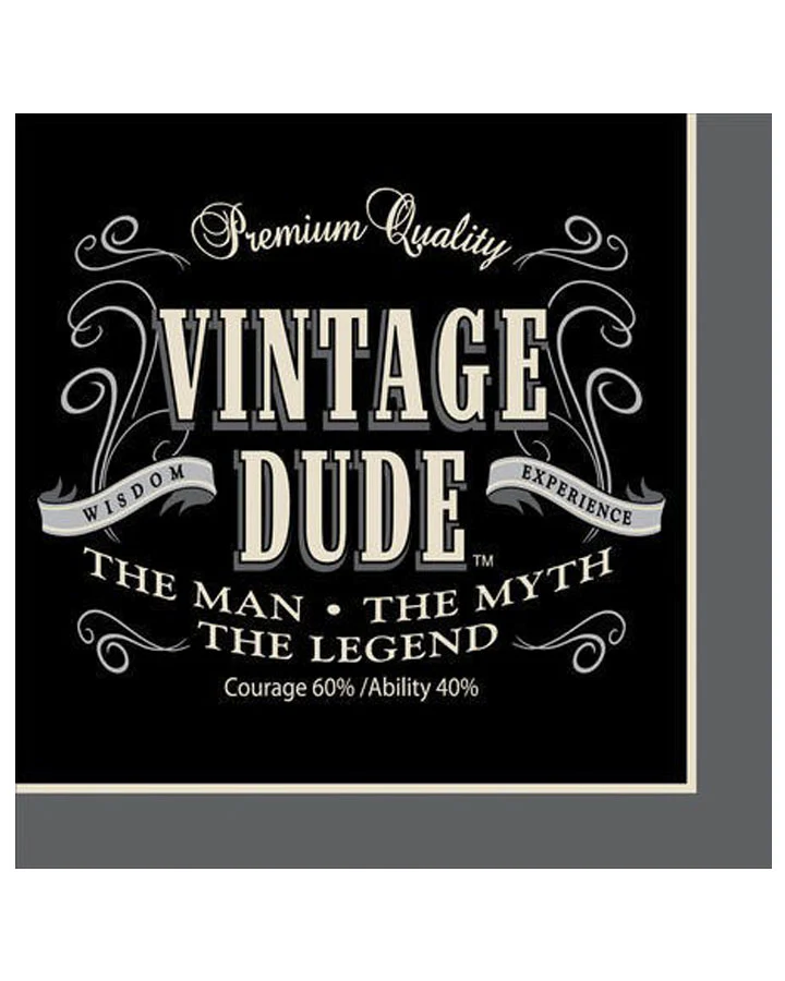 Vintage Dude Beverage Napkins Pack of 16