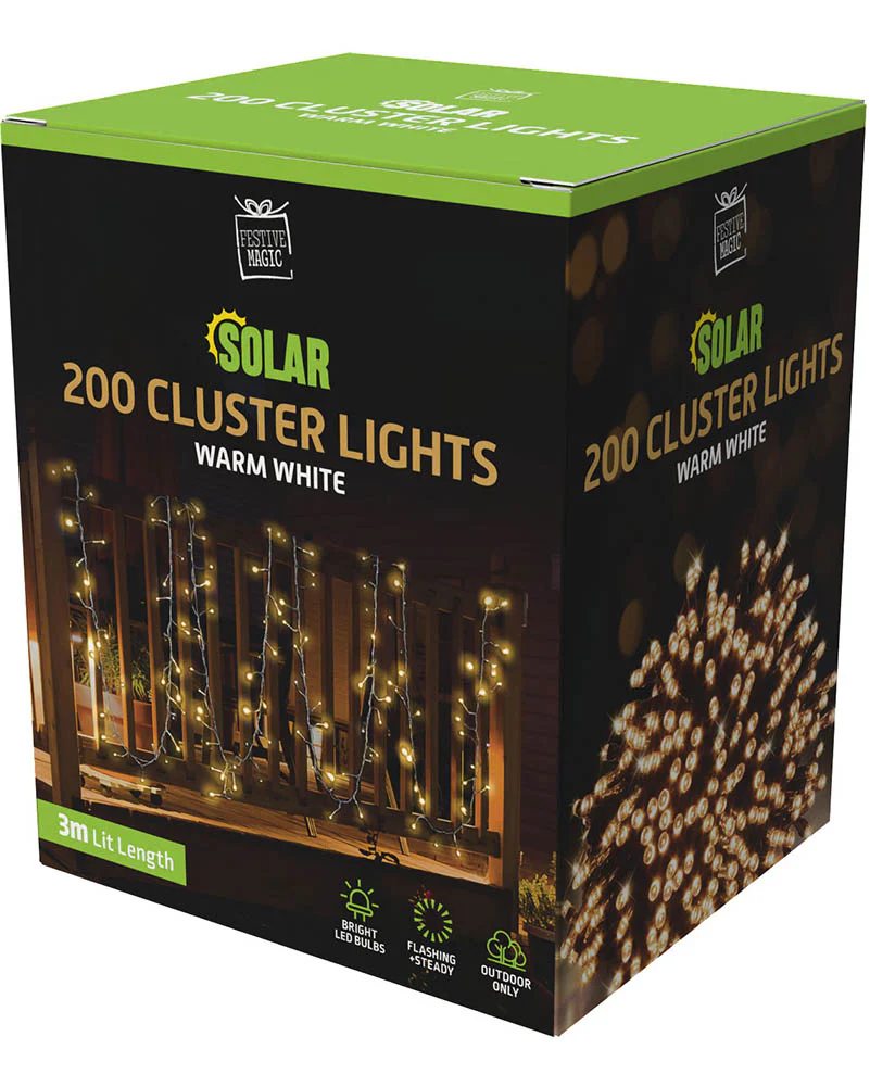 Warm White Cluster Lights 200 Piece Solar LED Lights - Image 2