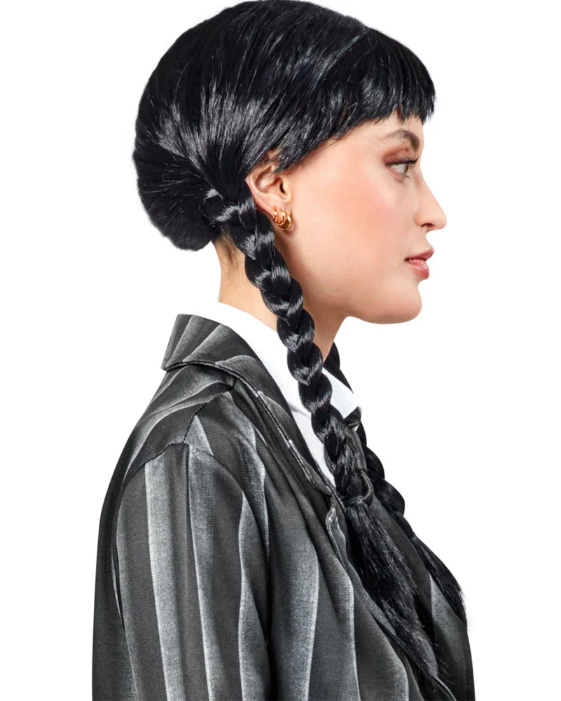 Wednesday Nevermore Plaited Black Wig - Image 2