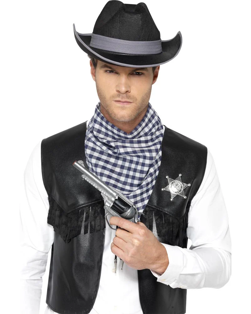 Western Cowboy Waistcoat Hat Badge and Neckscarf Set