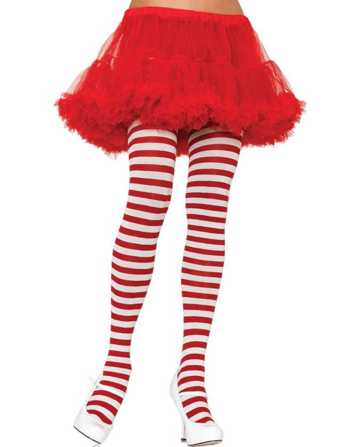 White and Red Striped Tights