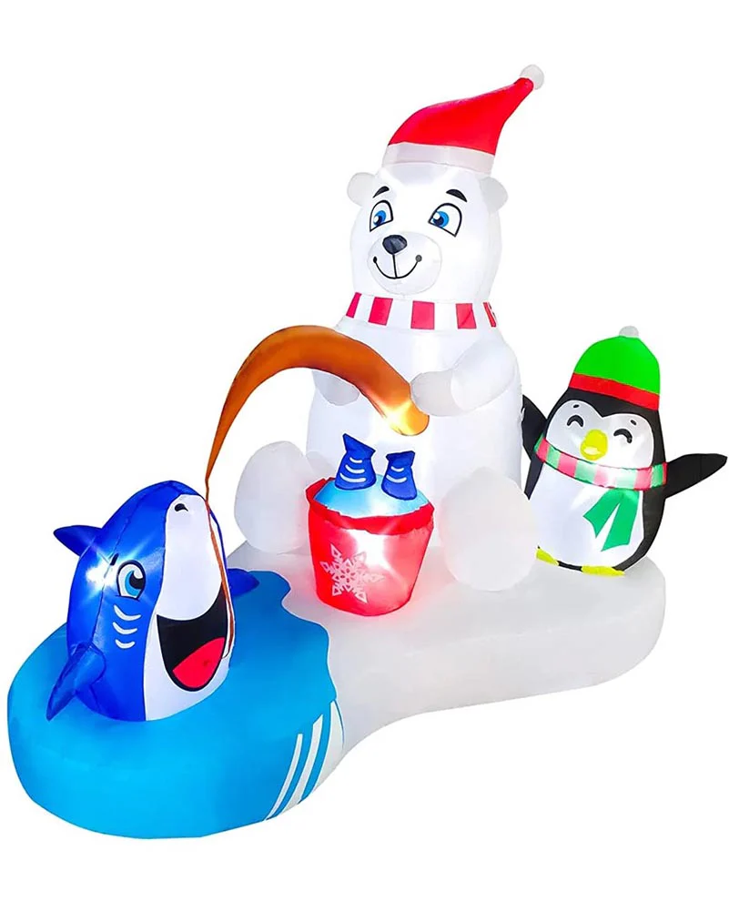 White Bear Penguin Fishing Christmas Lawn Inflatable 1.5m - Image 2