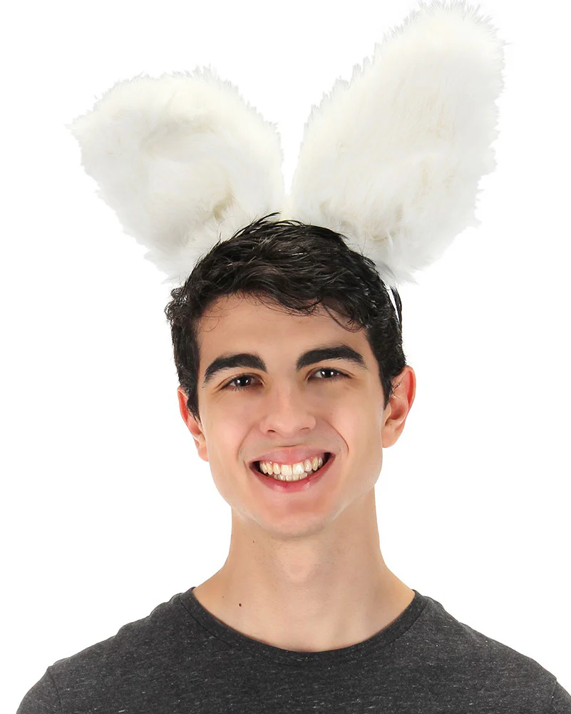 White Bendy Bunny Ears Deluxe Headband - Image 2