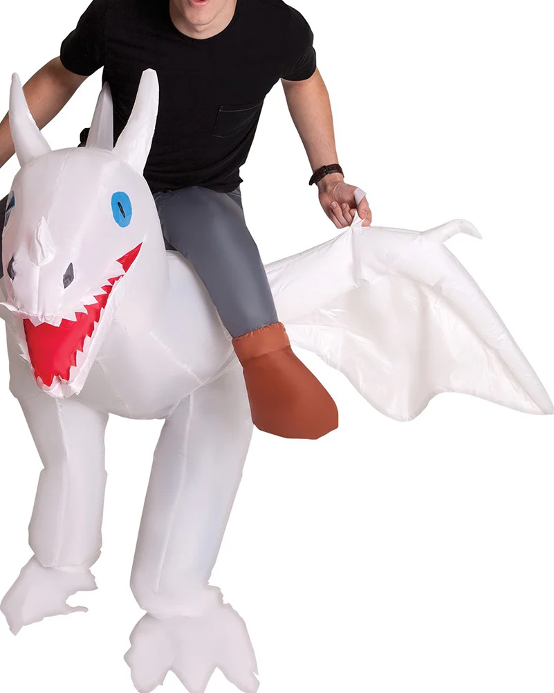 White Dragon Ride On Inflatable Adult Book Week Costume - Image 2