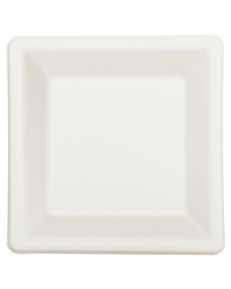 White Eco Sugar Cane 25cm Square Plates Pack of 10