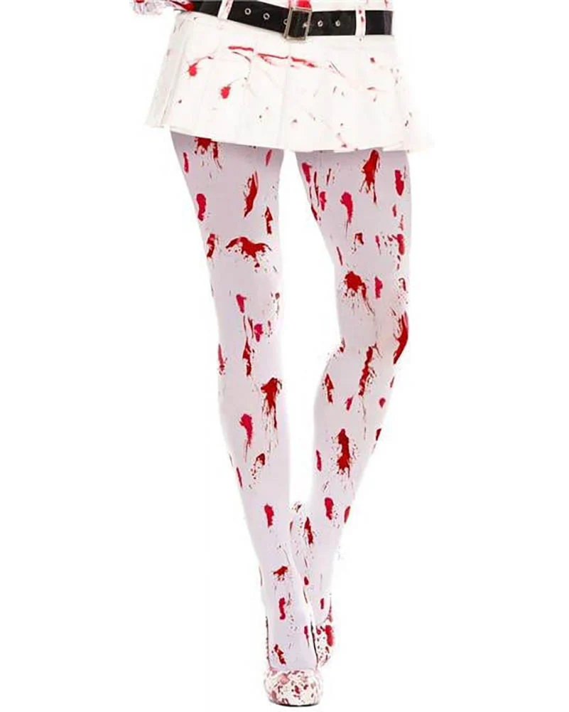 White Opaque Bloody with Blood Drip Pantyhose