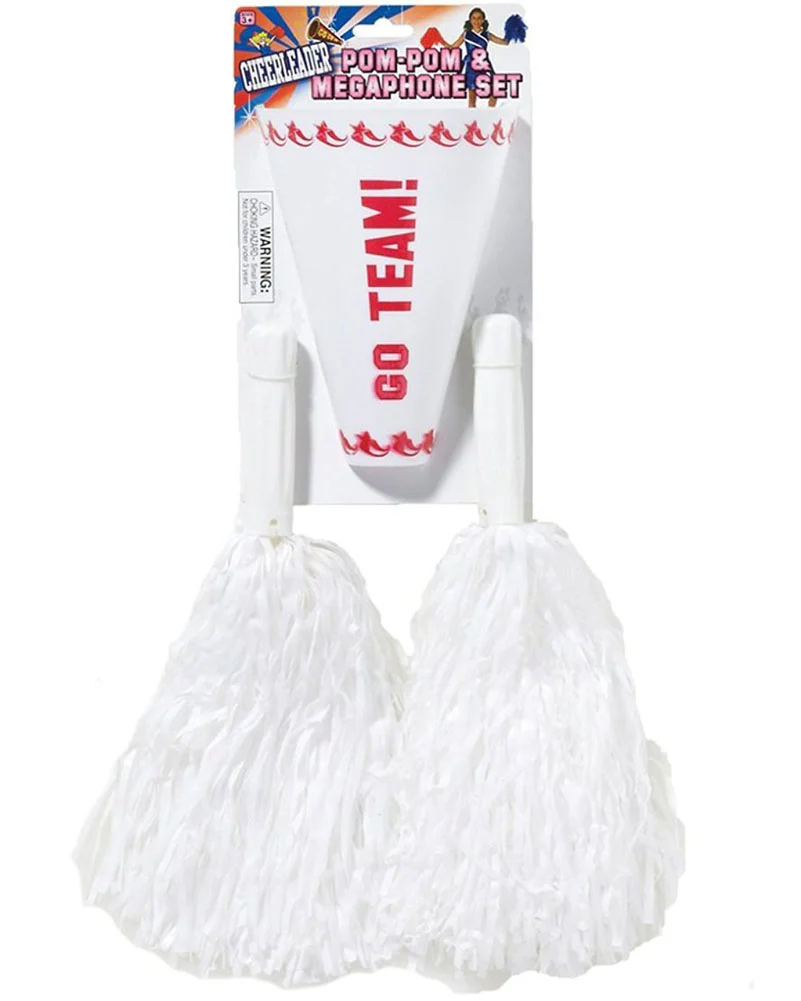 White Pom Pom and Megaphone Set