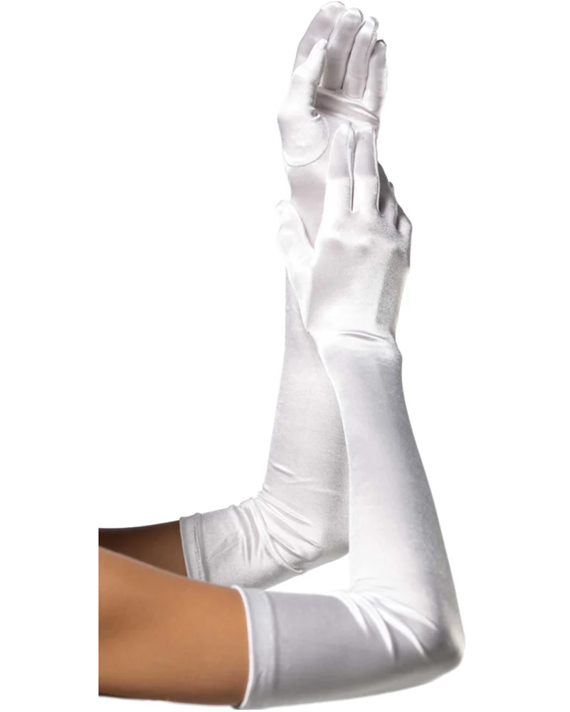 White Satin Gloves