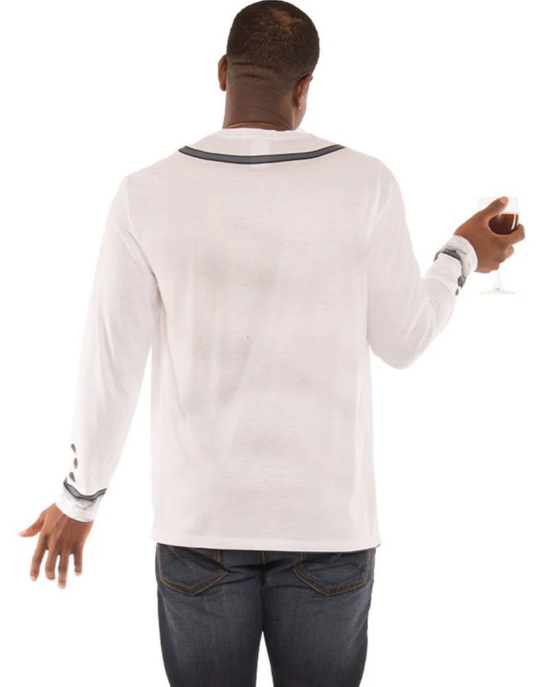 White Tuxedo Faux Real Mens T Shirt - Image 2
