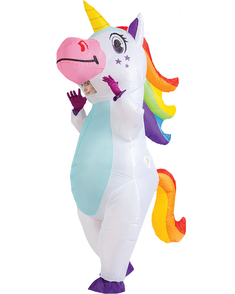 White Unicorn Inflatable Adult Book Week Costume - Image 3
