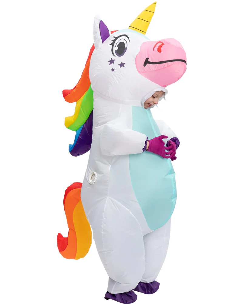 White Unicorn Inflatable Kids Costume - Image 2