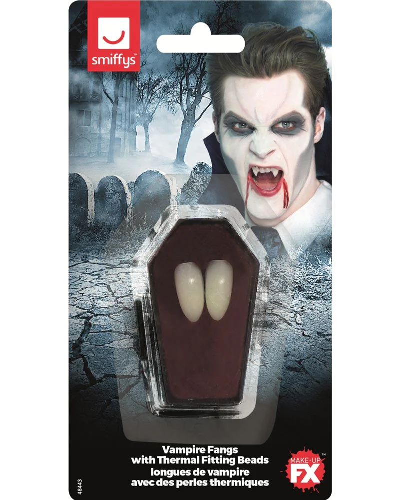 White Vampire Fangs with Thermal Fitting Beads