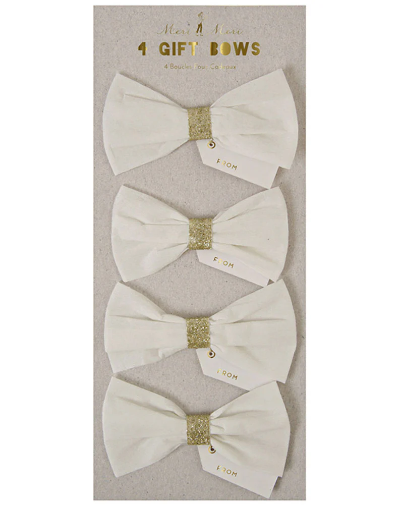 White Wrapped Up Bows Pack of 4