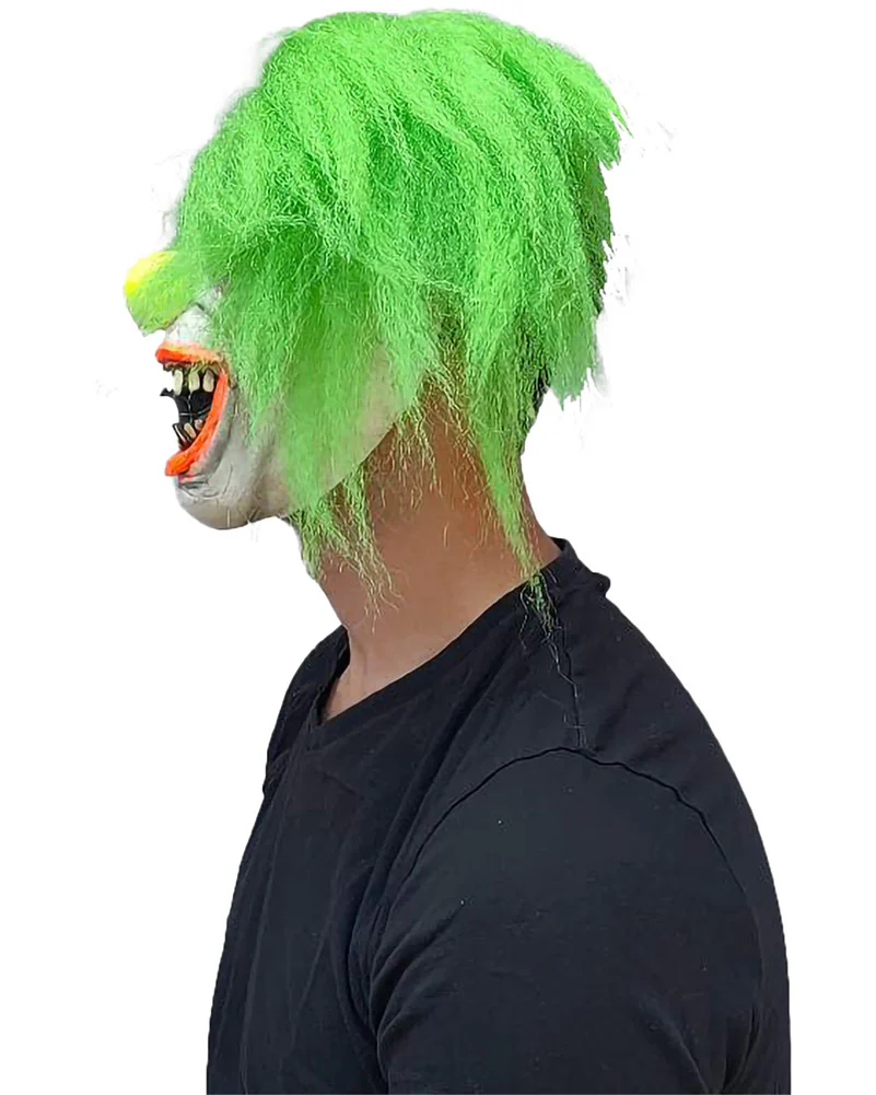 Wild Neon Clown Deluxe Mask with Hair - Image 3