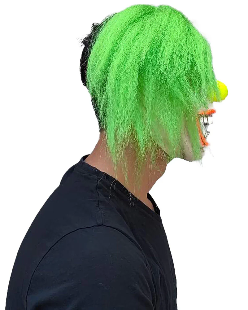 Wild Neon Clown Deluxe Mask with Hair - Image 4