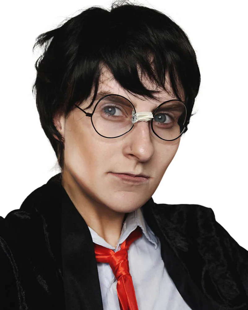 Wizard School Boy Deluxe Black Wig and Glasses Set - Image 2