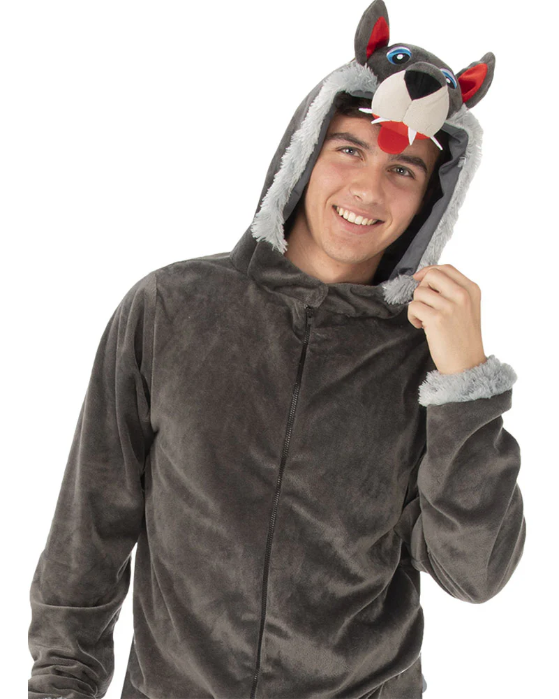 Howling Wolf Hooded Jumpsuit Adult Costume - Image 2