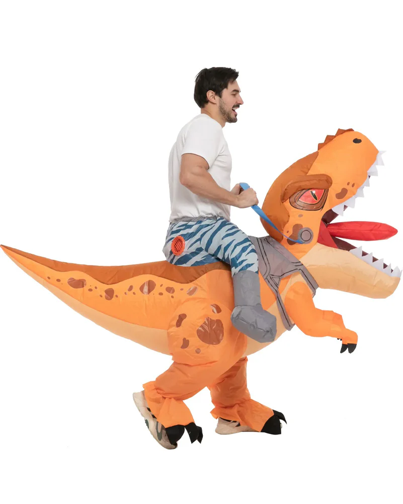 Yellow Dinosaur Tyrannosaurus Ride-On-Inflatable Adult Costume - Image 2