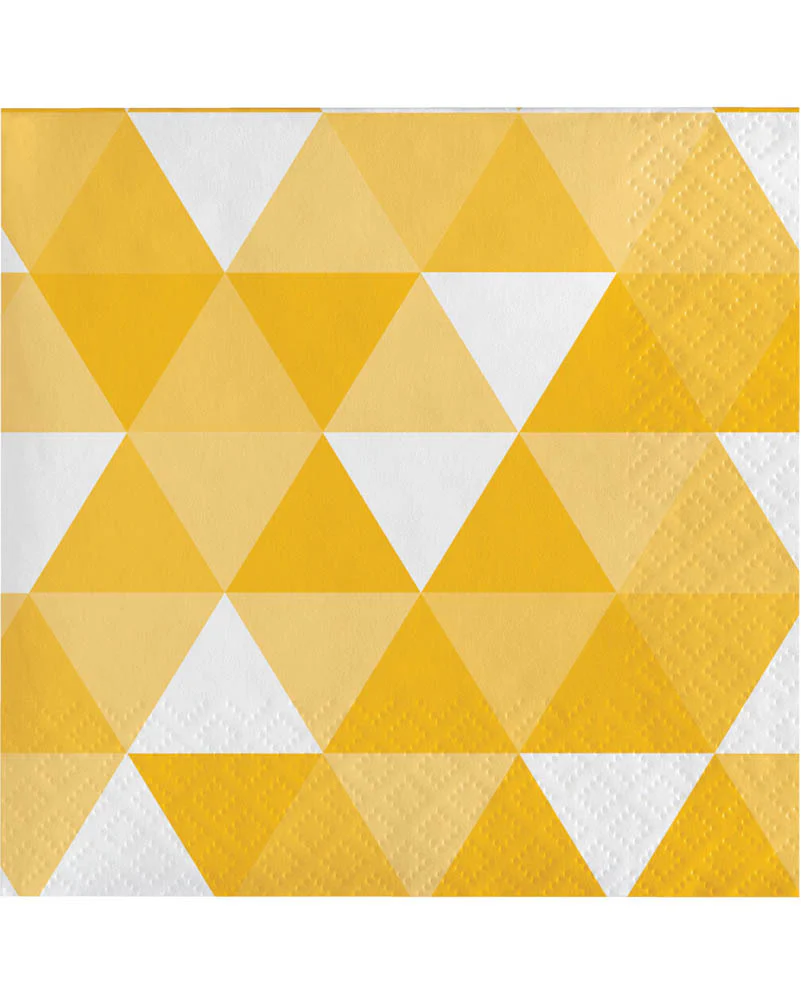 Yellow Fractal Beverage Napkins Pack of 16