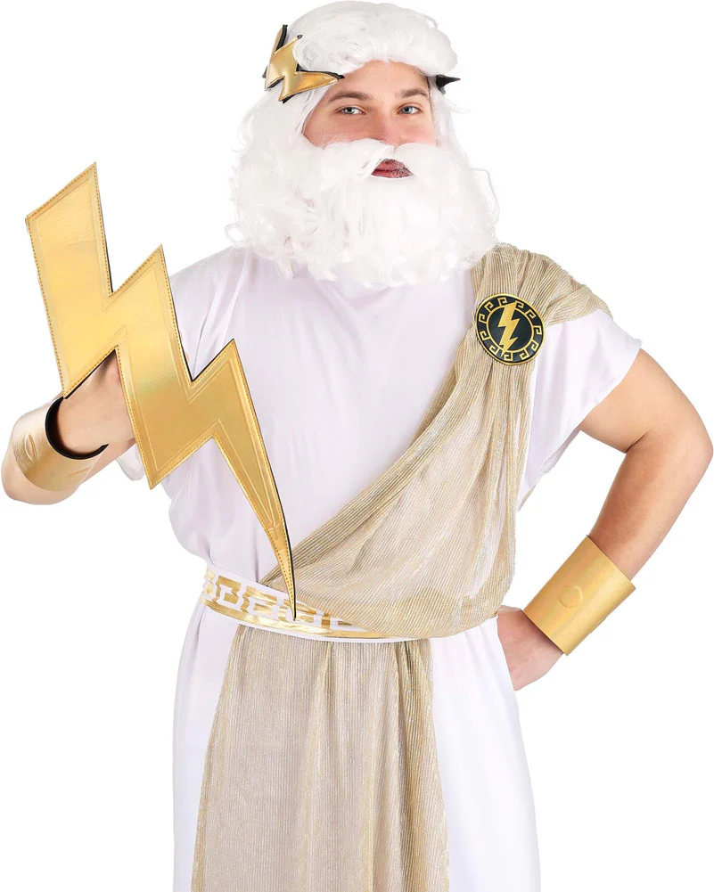 Zeus Headband Wrist Cuffs and Lightning Bolt Costume Deluxe Set