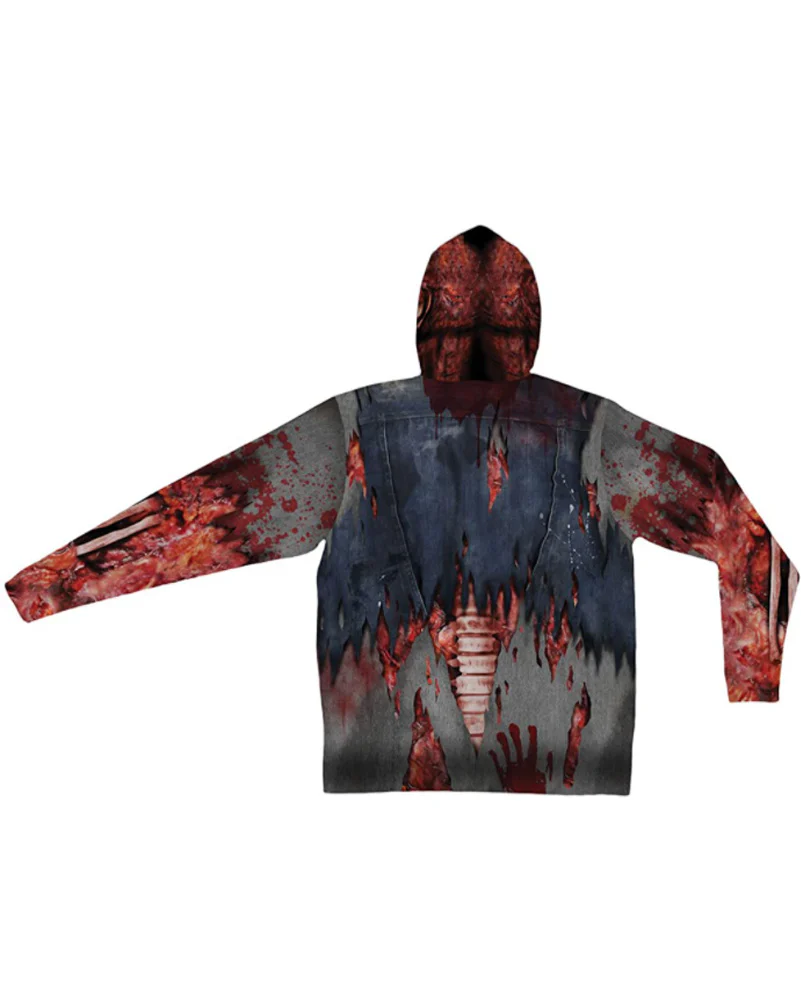 Zombie Mask Faux Real Hoodie - Image 2