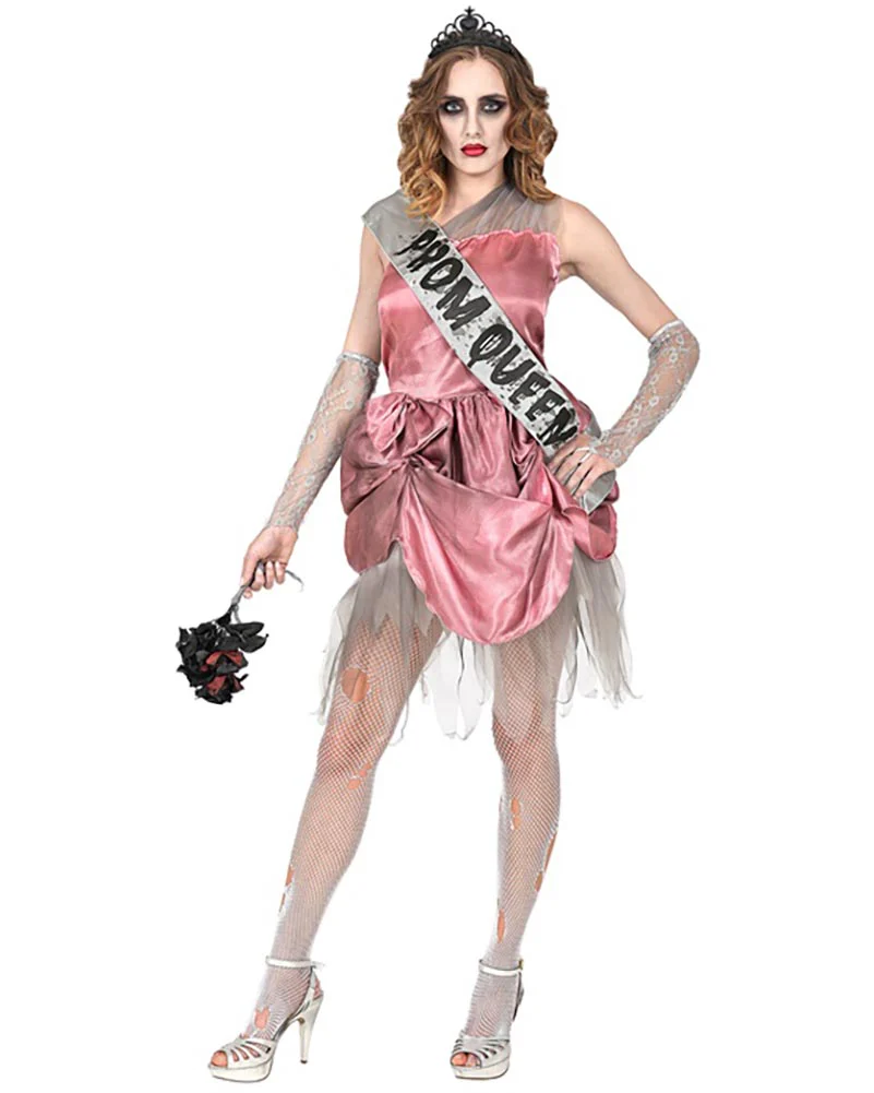 Zombie Pink Prom Queen Womens Costume - Image 3