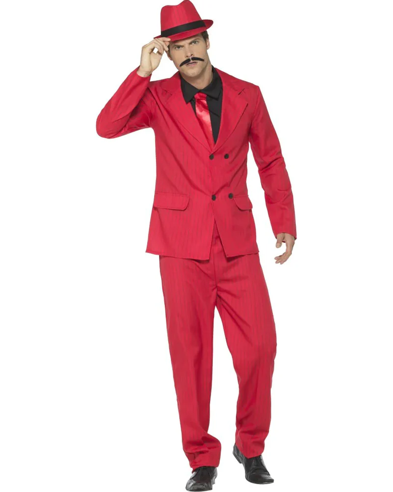 20s Zoot Suit Red Gangster Mens Costume - Image 2